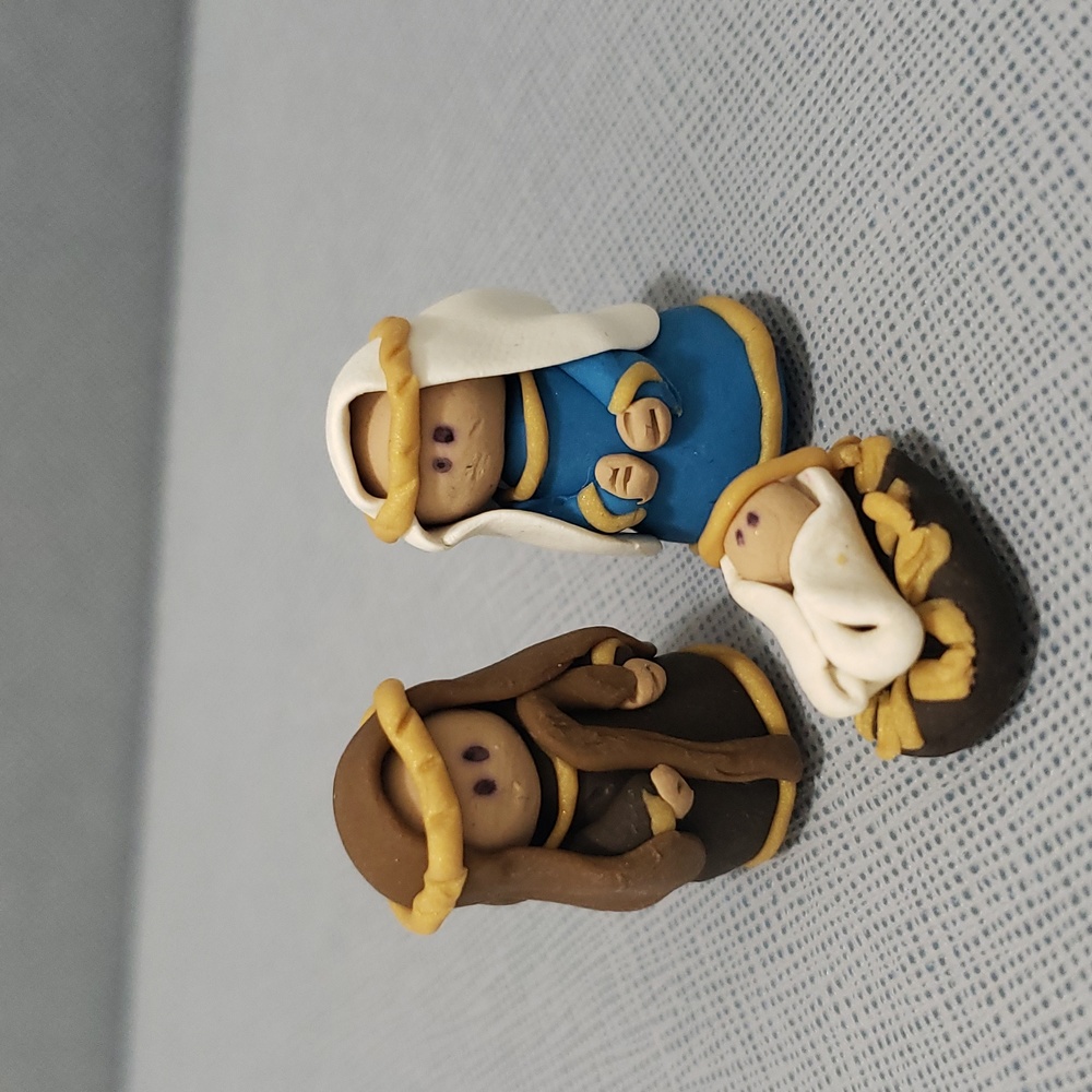 New Super Adorable Miniature 3 Piece Polymer Clay Nativity Set